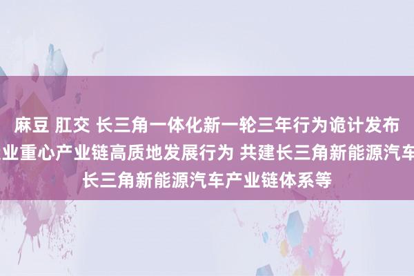 麻豆 肛交 长三角一体化新一轮三年行为诡计发布 包括现实制造业重心产业链高质地发展行为 共建长三角新能源汽车产业链体系等