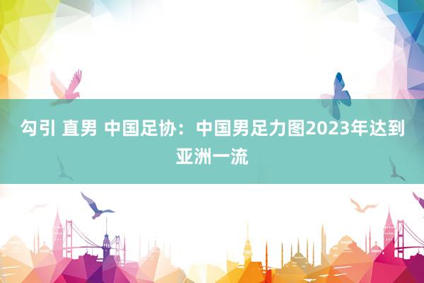 勾引 直男 中国足协：中国男足力图2023年达到亚洲一流