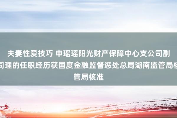 夫妻性爱技巧 申瑶瑶阳光财产保障中心支公司副总司理的任职经历获国度金融监督惩处总局湖南监管局核准