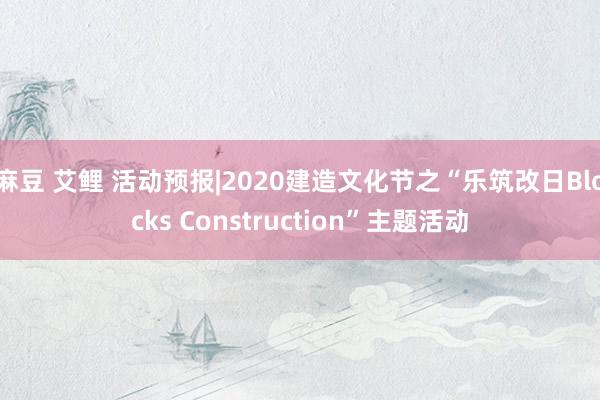 麻豆 艾鲤 活动预报|2020建造文化节之“乐筑改日Blocks Construction”主题活动